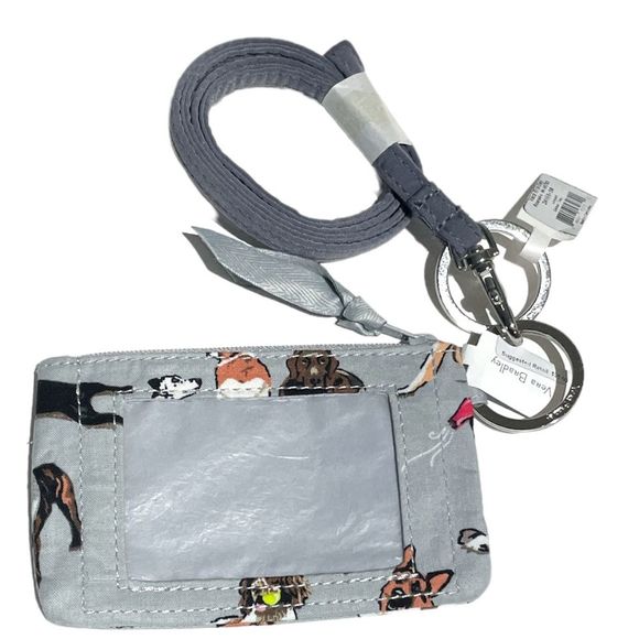 Vera Bradley Dog Show Zip ID and Lanyard Gray - Picture 2 of 5